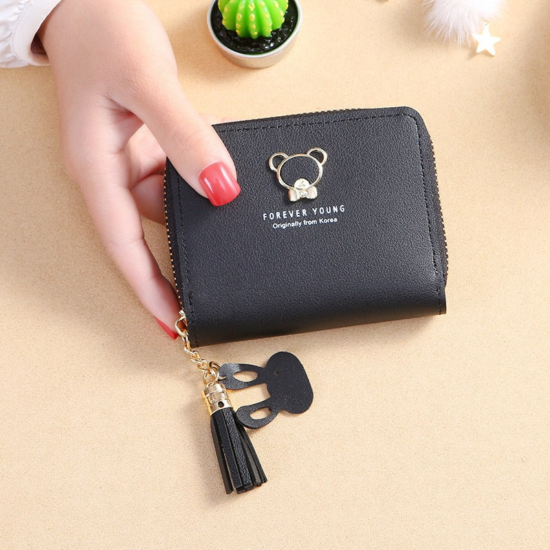 New Women&#39;s Wallet Short Style Cartoon Cute Bear Wallets Coin Purses Bag Girl Small Lady Wallet Credit Card holder bolsa