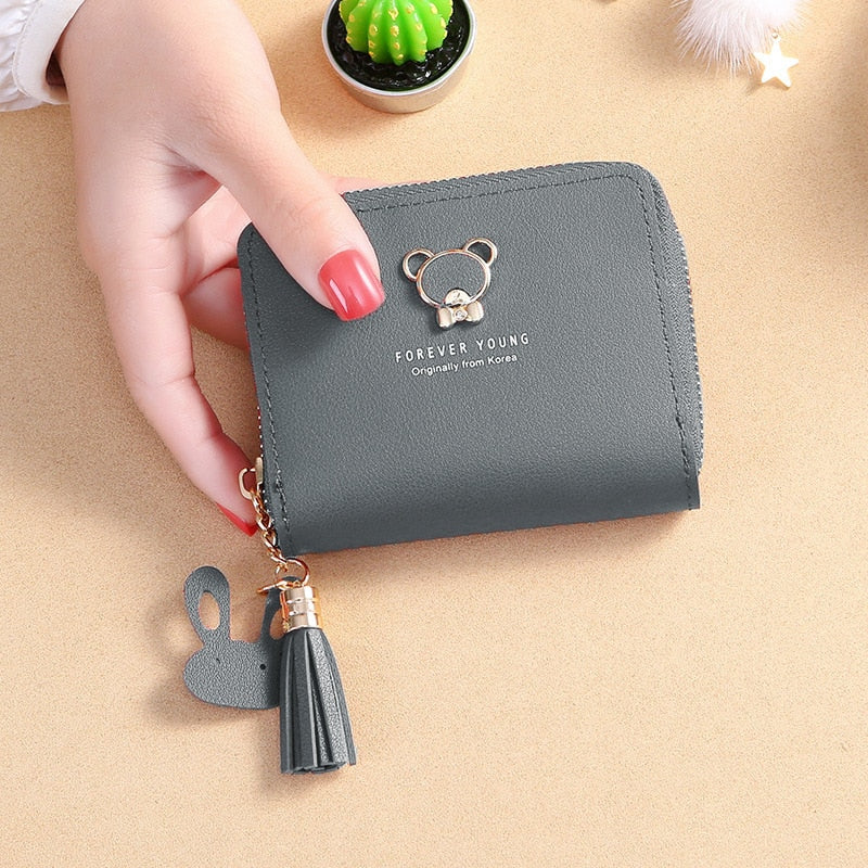 New Women&#39;s Wallet Short Style Cartoon Cute Bear Wallets Coin Purses Bag Girl Small Lady Wallet Credit Card holder bolsa