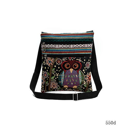 Miyahouse Casual Small Double Zipper Messenger Bag Women Cartoon Owl Printed Flap Bag Shoulder Bag Ladies