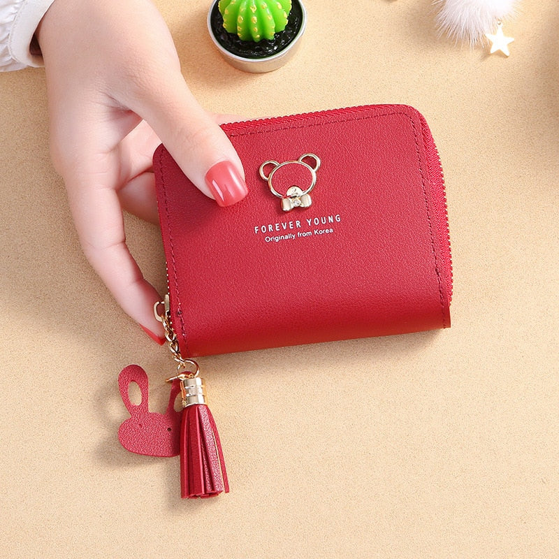 New Women&#39;s Wallet Short Style Cartoon Cute Bear Wallets Coin Purses Bag Girl Small Lady Wallet Credit Card holder bolsa