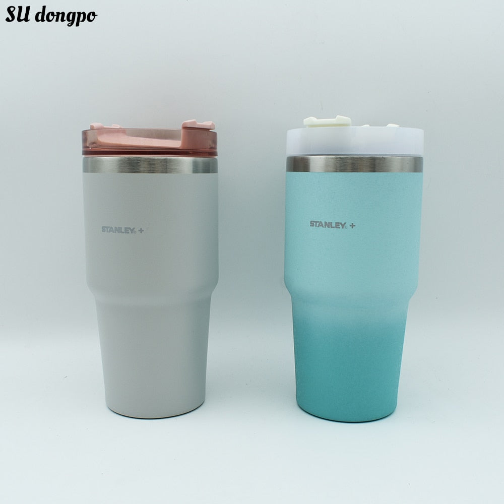 New Stanley Coffee Cup with Straw Co Branded Car Water Cup Classic Double-layer Thermos Water Bottle Portable Mug Beer Cup