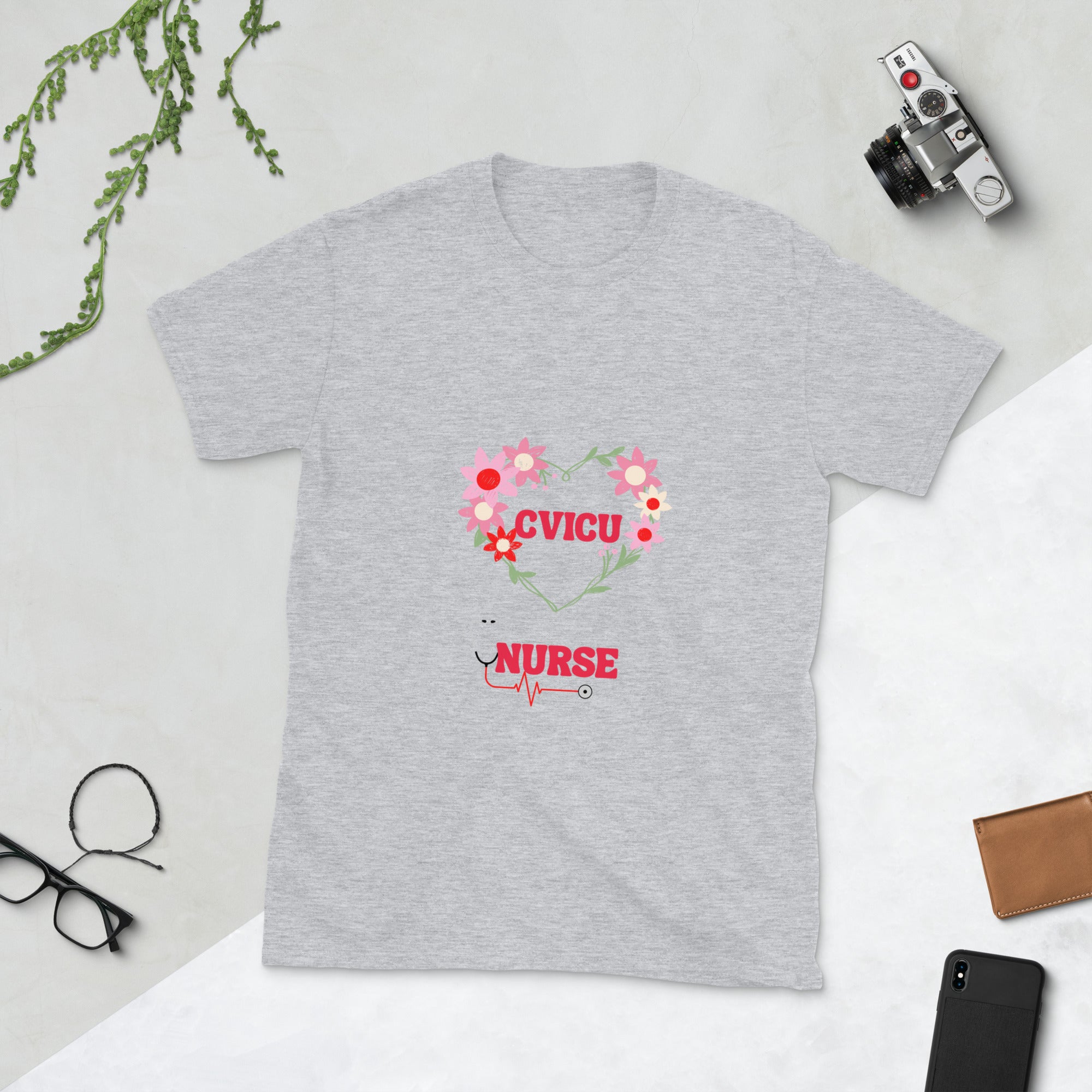 Short-Sleeve Unisex  flowers heart T-Shirt