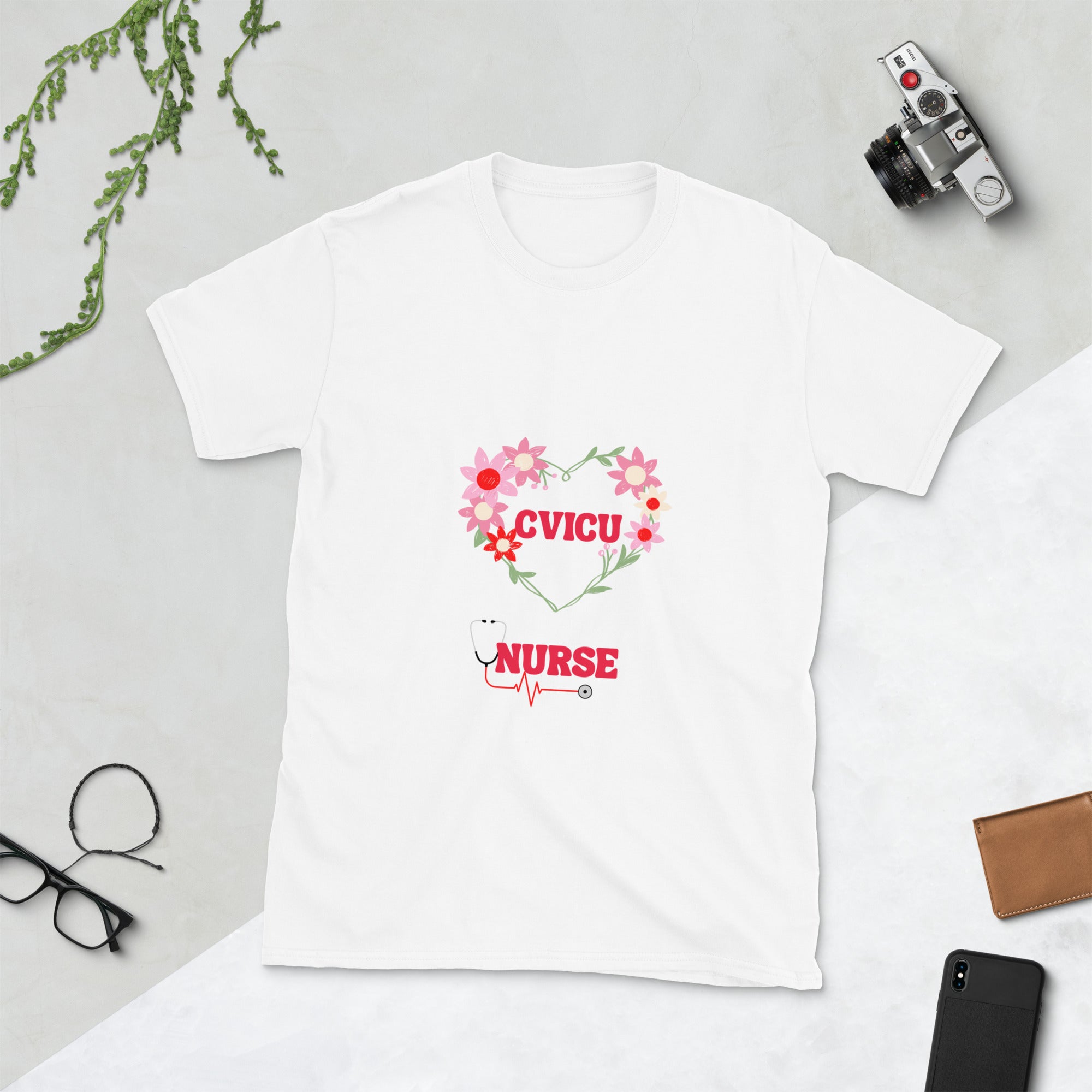 Short-Sleeve Unisex  flowers heart T-Shirt